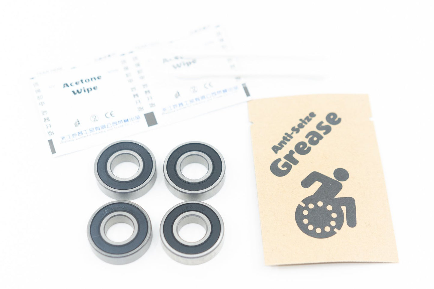 Stainless Steel Shower Wheelchair Bearing SR8 1/2" ABEC-1 1/2x1-1/8x.3125" (4-Pack)
